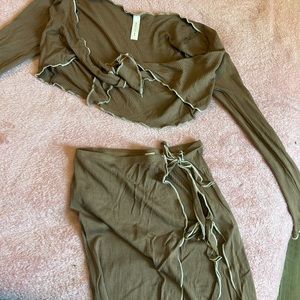 Brown Matching Skirt Set